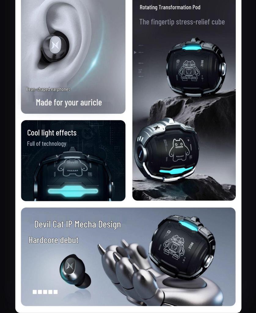Беспроводные Bluetooth-наушники для сна и игр Devil Cat B12 с AI-переводом (Модель 2025 г.)