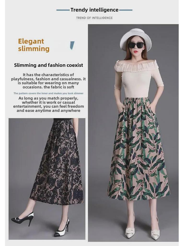 Женская богемная миди-юбка А-силуэта с цветочным принтом из хлопка и льна