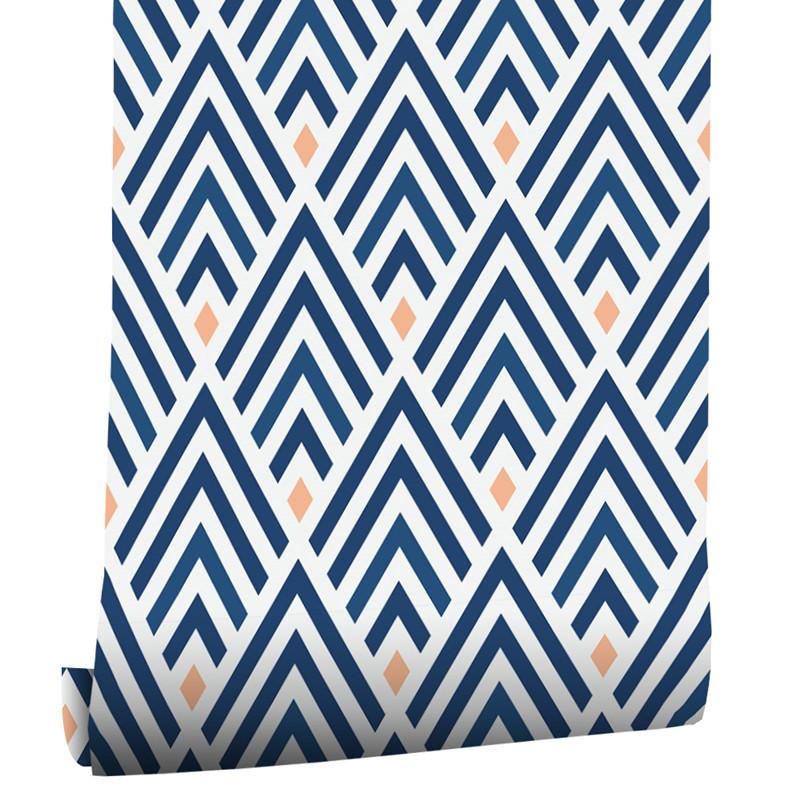 Blue Geometrical Lines Modern Wallpaper Personality Clothing Store Wall Home Renovation PVC Waterproof Thickened Self-Adhesive