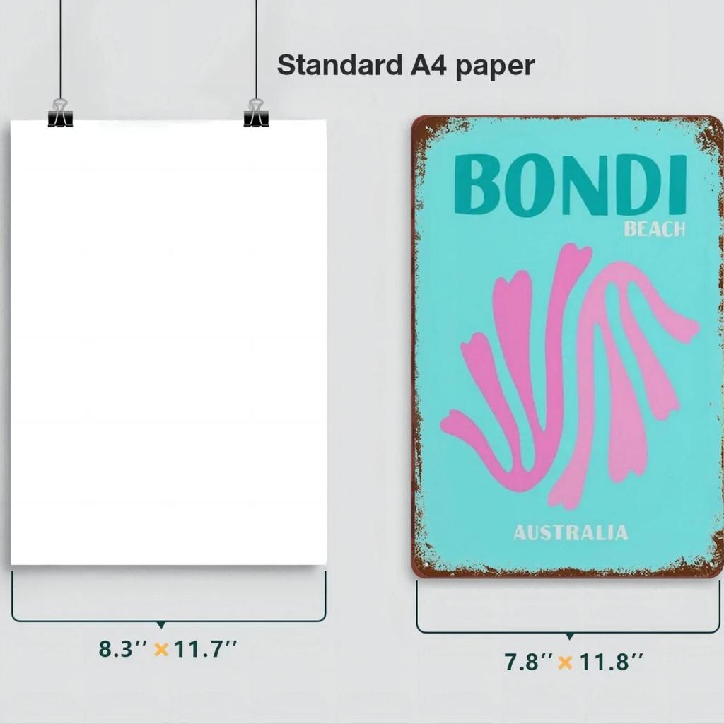 Vintage Metal Signs Decor Modern Scenic Travel Mykonos Palm Miami Wall Art Poster Prints Boho Maximalist Style Picture