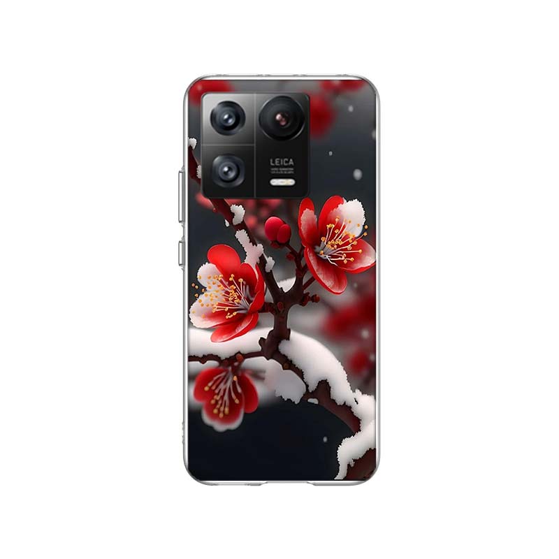 Snow fall Red Peach Blossoms Phone Case For Xiaomi Poco F7 Ultra X7 X6 M8 M7 M6 M4 M3 Pro X4 Mi 15 15T 14 14T 12T 12S 10T Pro 12