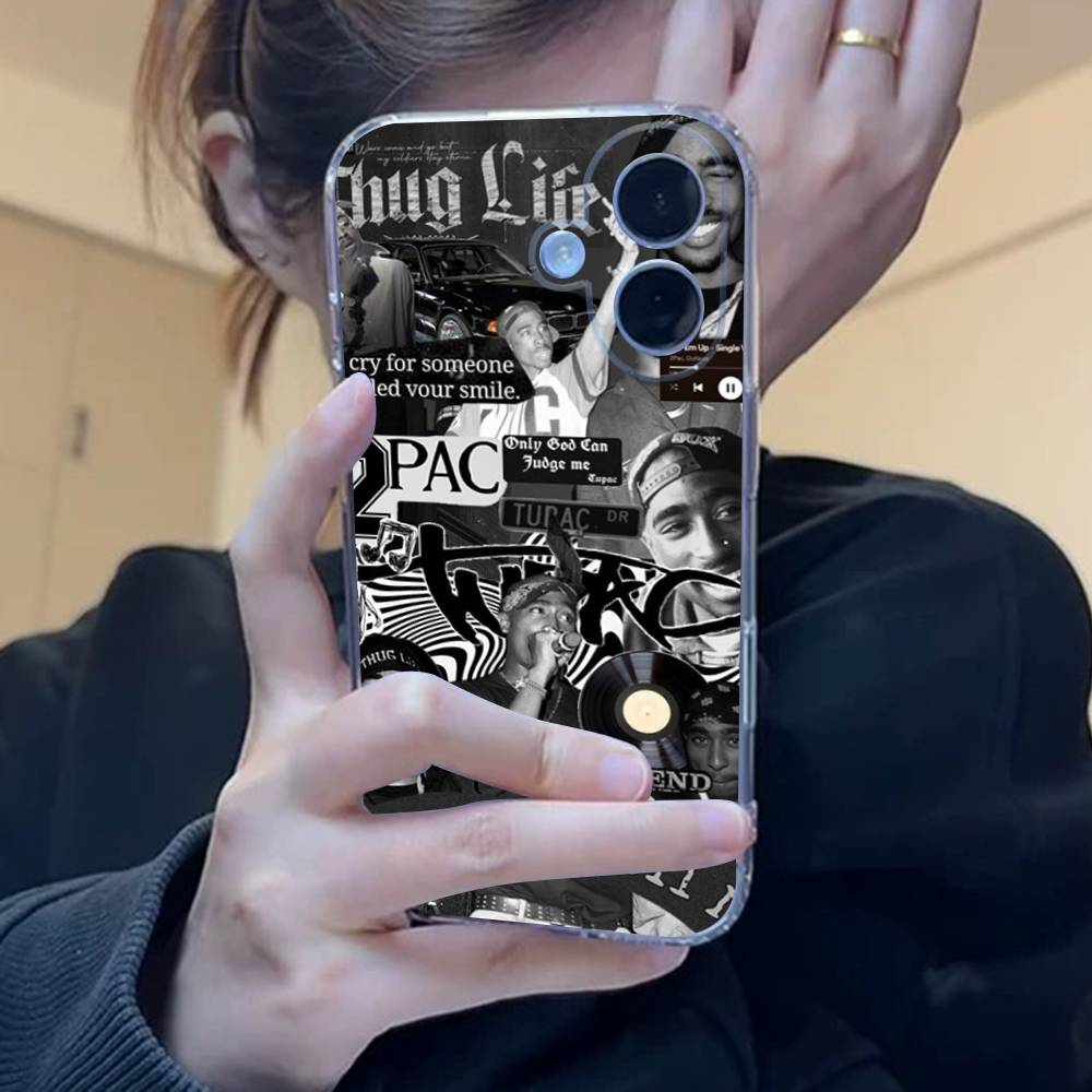 Чехол для телефона с изображением рэпера 2Pac, певца Тупака, для iPhone 17 16 15 14 13 11 12 Pro Max Mini Plus, противоударный, прозрачный, мягкий ТПУ