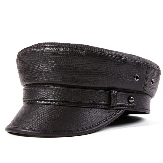 Autumn and Winter Europe and America Middle-aged and Elderly Motorcycle Men Leather Rock Pirate Cap Captain Cap Outdoor Flat Cap