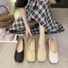 New Comfortable Soft-soled Two Single Shoes for Women, Autumn Square Head Flat-soled Grandma Shoes, Shallow-mouth Doudou Shoes for Women