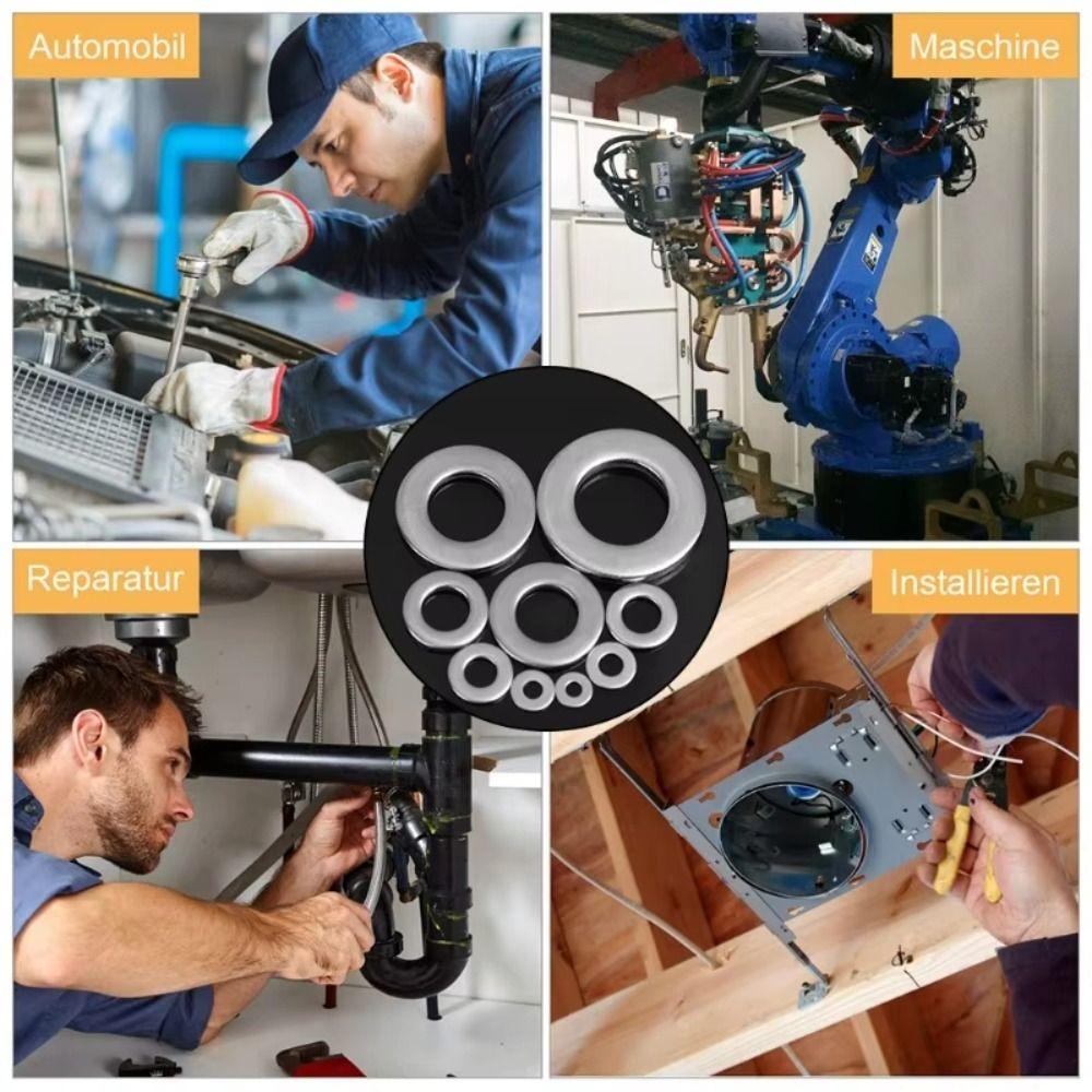 180 шт./коробка Нержавеющая сталь Винтовая прокладка M2-M10 Плоские шайбы Кольцо Прочная плоская шайба