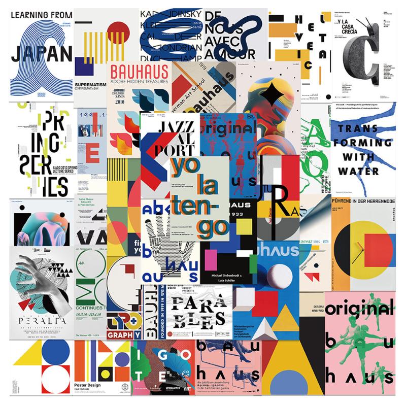 40Pcs/Set Bauhaus Avant-Garde Art Poster Painting Cool Graffiti Abstract Sticker Skateboard Phone Laptop Luggage Decals Stickers