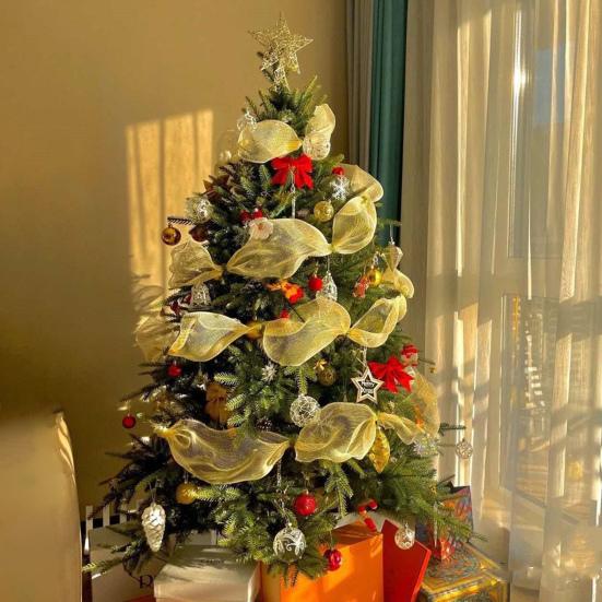 Рождественская полипропиленовая сетка 10 дюймов x 10 ярдов Металлическая сетка Фольга Декоративные рулоны сетки для DIY венков, поделок, украшения для вечеринок