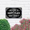 Happy Place Vintage Statement Tin Metal Sign Funny Rustic Style Garden Metal Sign for Home Patio Farm Coffee Bar Wall Decor