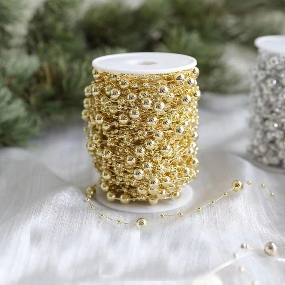 Новая жемчужная цепочка 10 м/рулон для DIY рождественских украшений, гирлянда из бусин, подвеска на елку для декора дома и комнаты