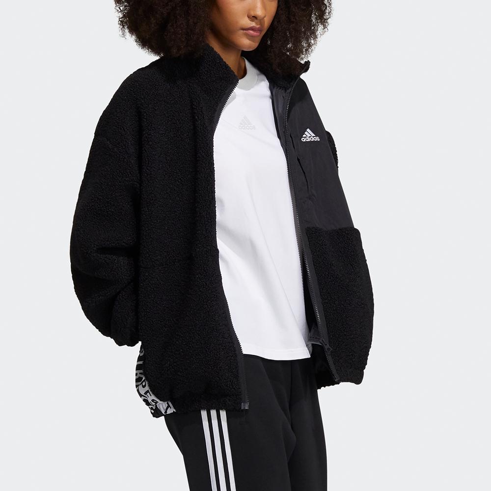 adidas Женская куртка из боа с воротником-стойкой Черная HD0364