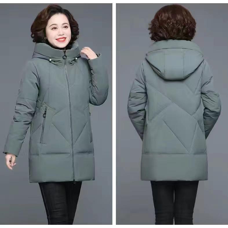 Новое модное осенне-зимнее женское теплое однотонное пальто с капюшоном и утепленной подкладкой средней длины для мам