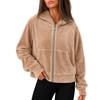 Women's Corduroy Solid Color Casual Hooded Sweatshirt Jacket