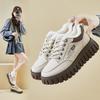 Женские зимние кроссовки на толстой платформе, нескользящие, со шнуровкой, с подкладкой из искусственного меха, для ходьбы, теплые, с флисовой подкладкой, удобные, из искусственной кожи, теннисные туфли для женщин
