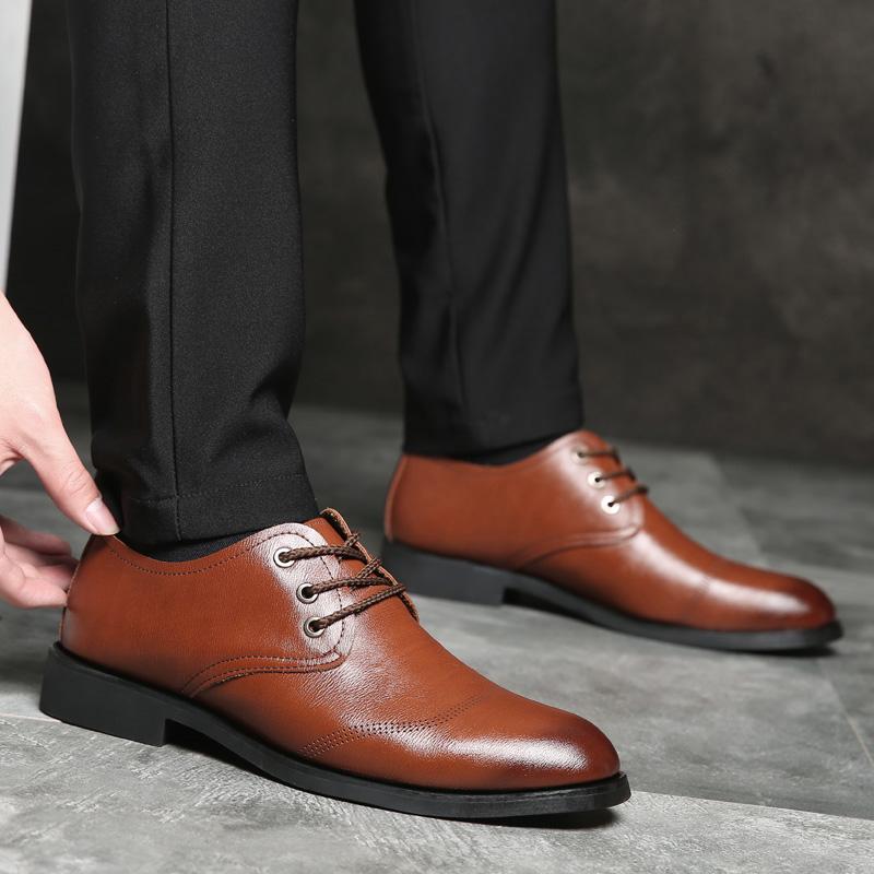 Мужские кожаные туфли на шнуровке в стиле business casual JZ-81650