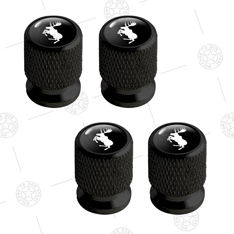 4pcs Prancing Deer Logo Car Wheel Tire Valve Caps Air Stem Aluminum Accessories For Volvo Moose Test R Design XC40 XC60 S90 V60
