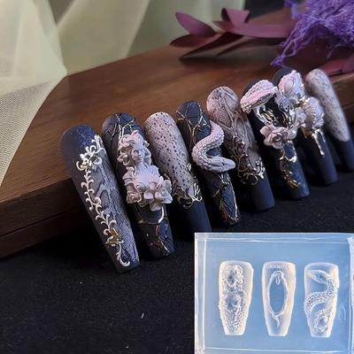 3D Силиконовая форма для лепки на ногтях 'Девушка-змея' Змея DIY Украшение для ногтей Арт Маникюр Красота Шарм Силиконовая форма для ногтей Продукты для ногтей