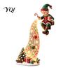 Decorative Plastic Holiday Figures LED Waterfall Christmas Shelf Sitter Figurine, Light Up Santa Claus Snowman Night Angel Statue, Bookshelf