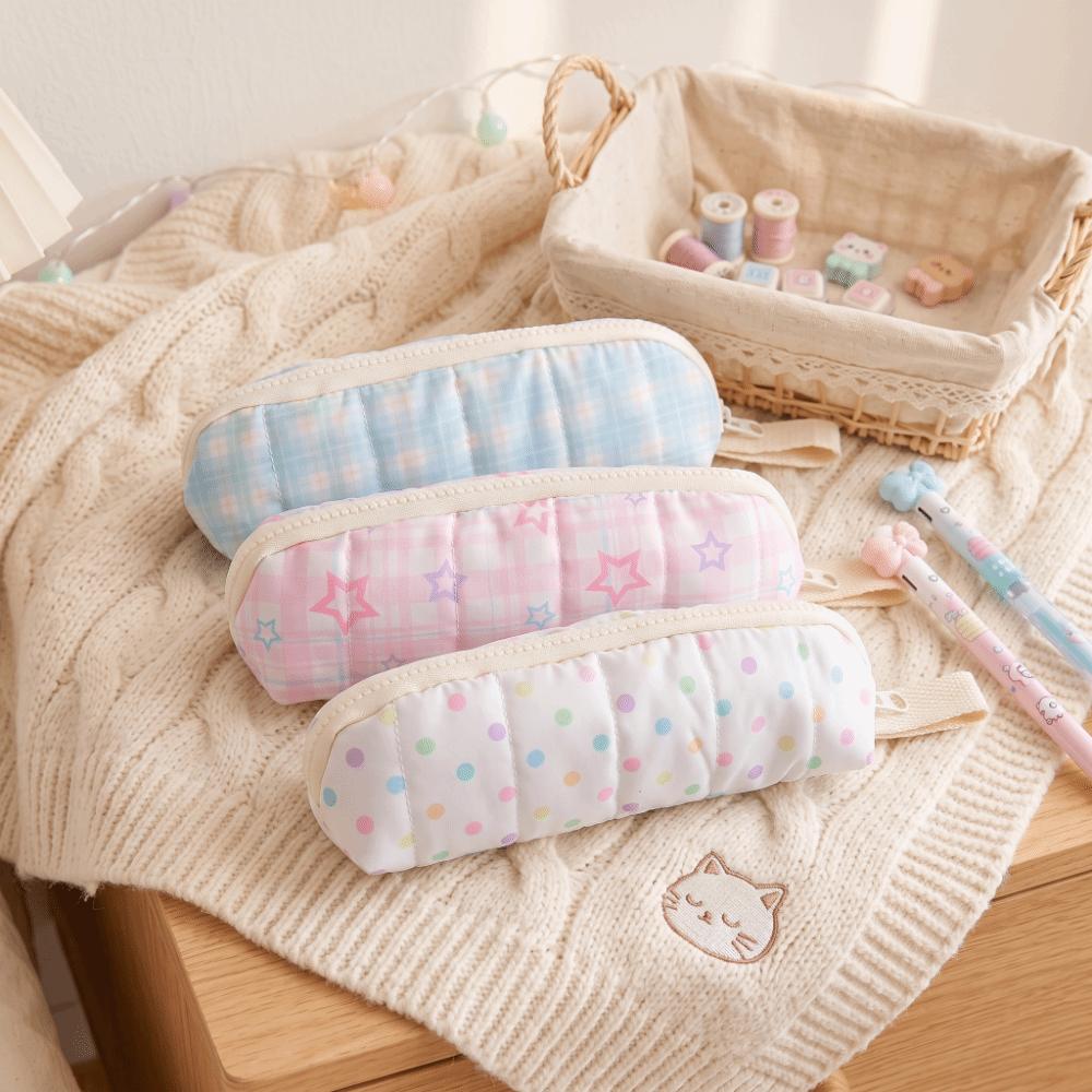 Multifunctional Pencil Bag Lattice Pen Box Simple Pencil Case School
