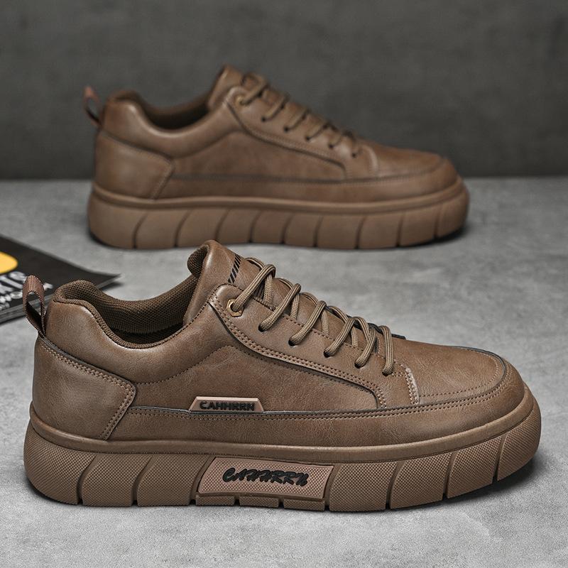 Men's Shoes Spring New Breathable Waterproof and Non-slip Shoes Men's Trend Versatile Black Leather Shoes Casual Sports Board Shoes Men's