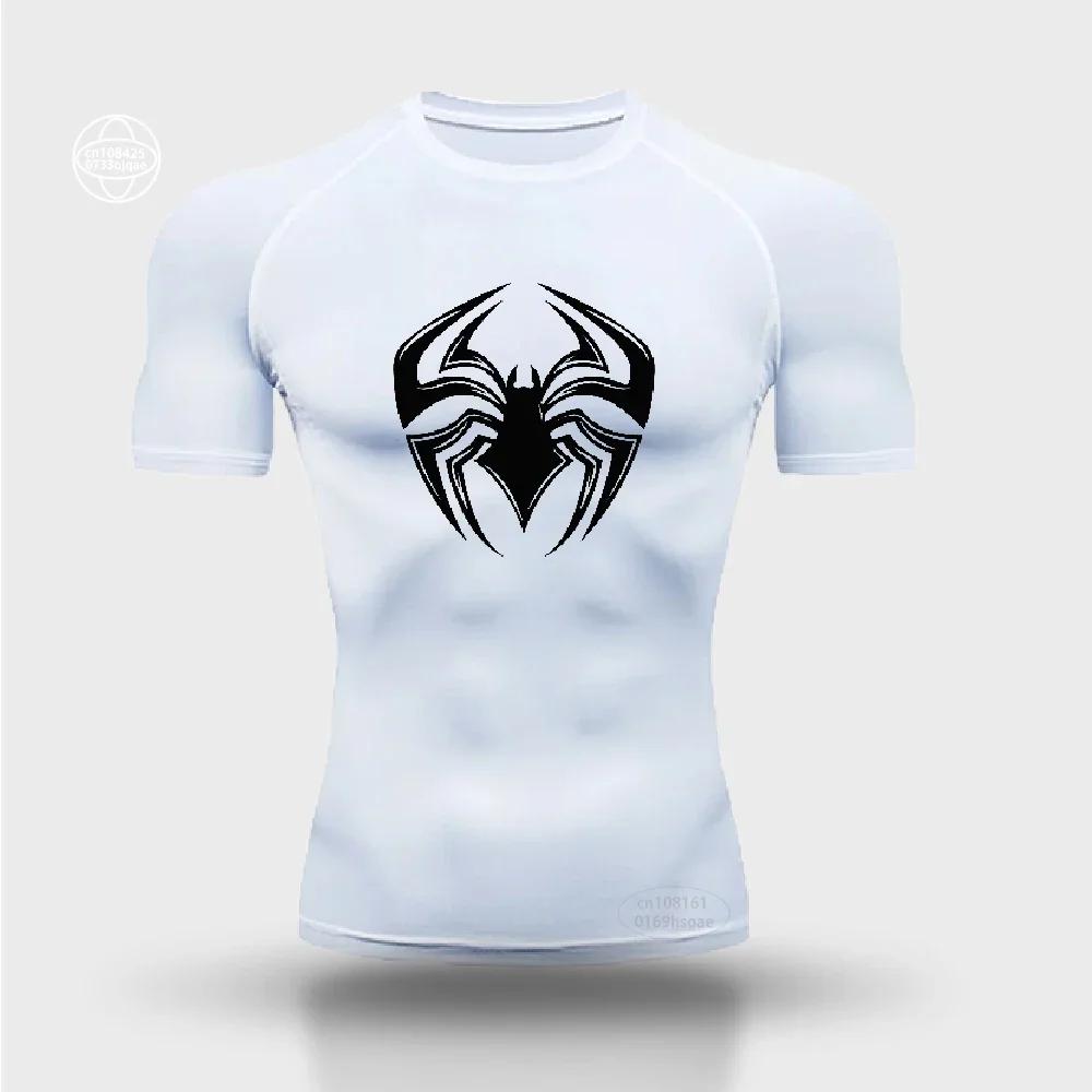 2024 модная дышащая быстросохнущая футболка для спортзала, фитнеса, бега, тренировок, компрессионная рубашка, повседневный спортивный эластичный топ S-3XL