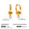 Youthway Minimalist  Gold Color Plated Stainless Steel And White Zirconia Hoop Earrings Women Commuter Fashion Accessories