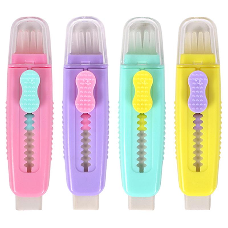 Творческий двухтактный ластик с мягкой кистью, карандашом, резиной для детских канцелярских принадлежностей