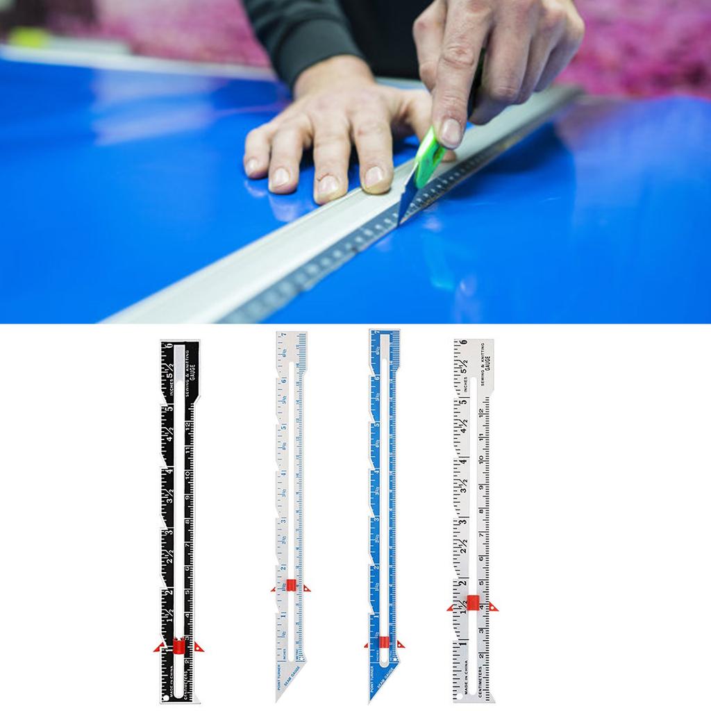 Sewing Gauge Metal Fabric Quilting Ruler Hem Measuring Gauge Sewing Measuring Tool for Fabric Knitting Sewing Hemming