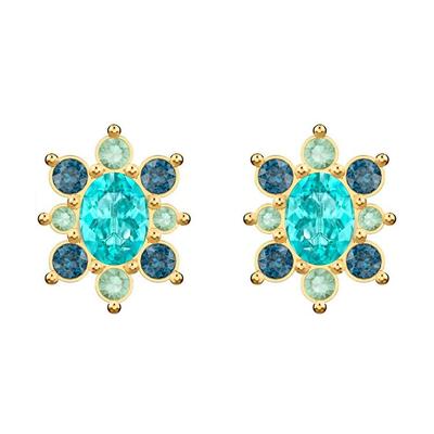 Fashion Light Luxury Perforated Flower Green Crystal Earrings Women Earrings 5461791