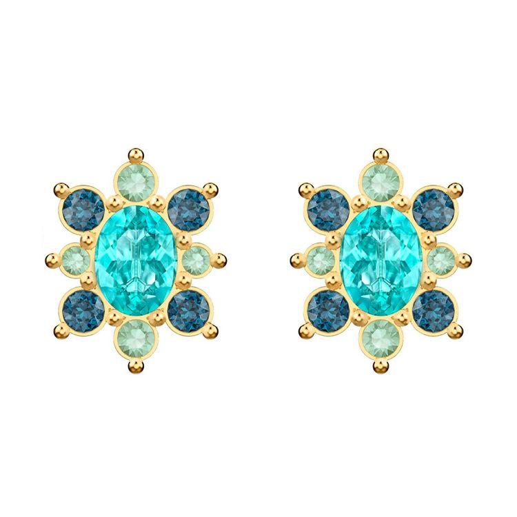 Swarovski Fashion Light Luxury Perforated Flower Green Crystal Earrings Women Earrings 5461791