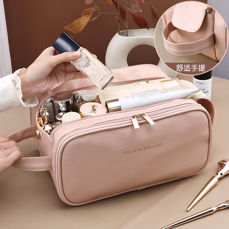 Новая трехслойная косметичка из полиуретана с двойной молнией, переносная сумка для хранения, дорожная косметичка, туалетная сумка, сумка для хранения