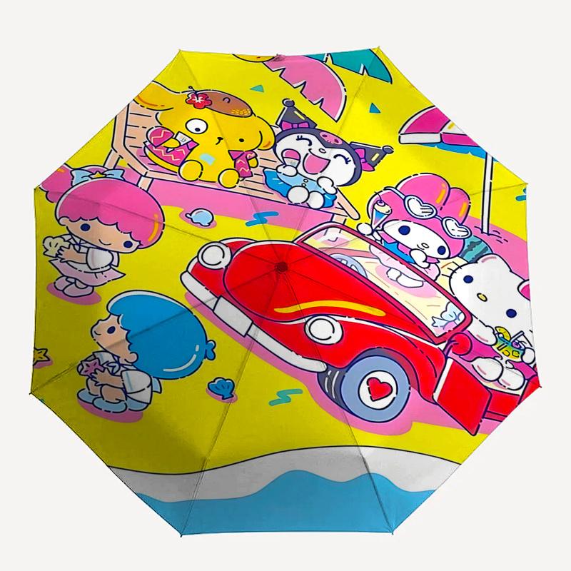 1pc Hello Kitty & Friends Beach Umbrella - Automatic Opening/Closing, Foldable Design, Outdoor, Festival Gift for Fans, Travelers, Daily Use, Perfect