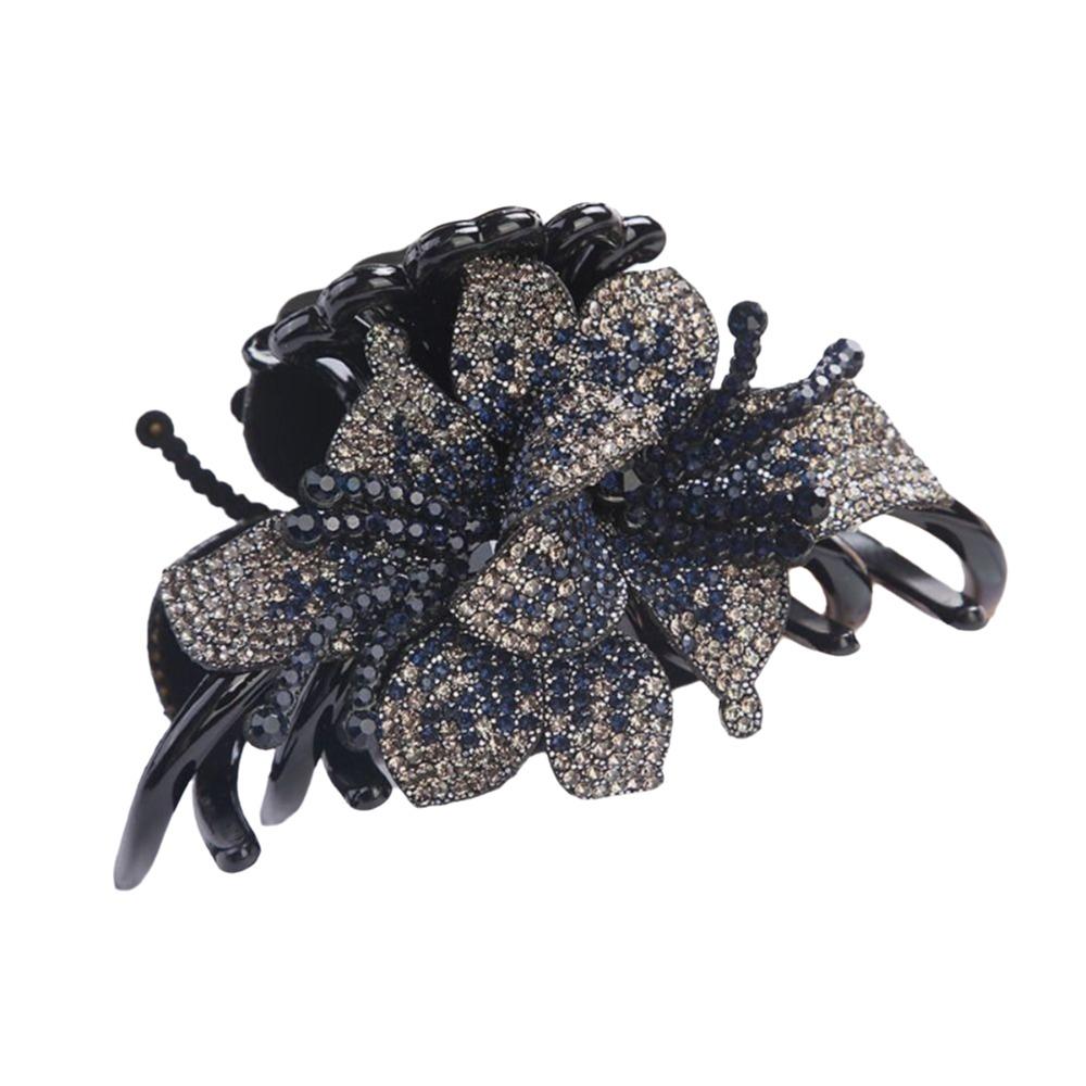 Hairgrip Style Double Flower Hair Claws Rhinestone Decor Hair Barrettes Party Occasion