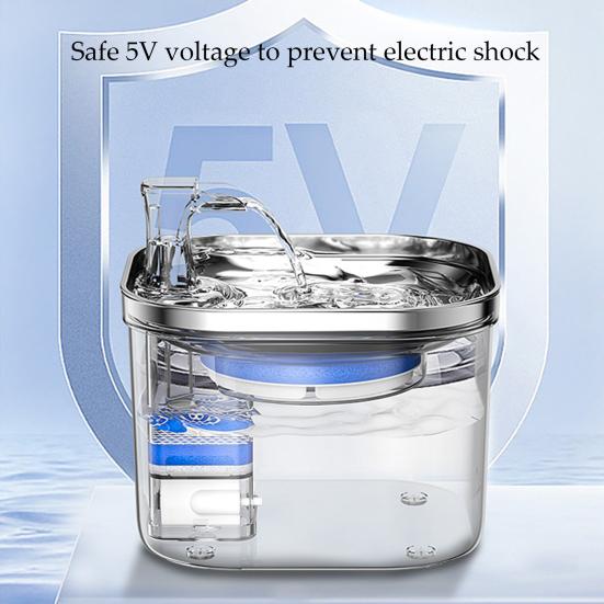 2л фонтан для кошек, бесшумный фонтан для питья домашних животных из нержавеющей стали с фильтром, автоматический диспенсер для воды для кошек и мелких домашних животных