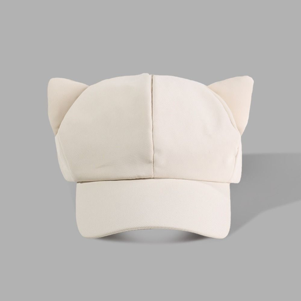 Casual Y2k Cat Ear Hat Solid Color Peaked Cap Cute Women's Baseball Hat Girl