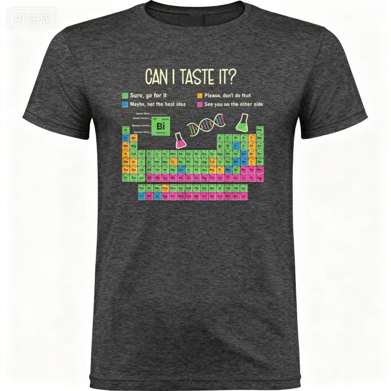 2025 Summer Can I Lick It Periodic Table Chart Science Teacher Cool Funny Meme 100 Pure Cotton Printed Tshirt for Men Tops Y2k