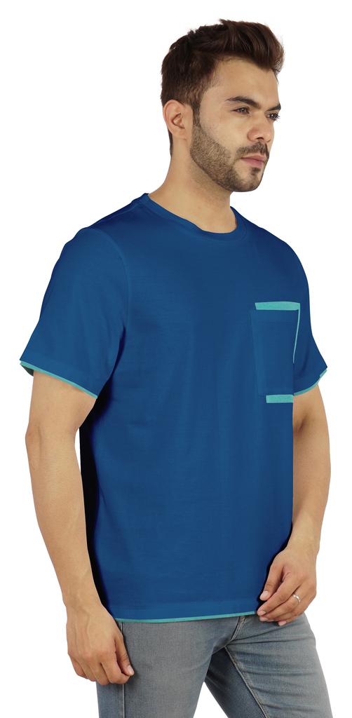 Inkmeso Мужские футболки с круглым вырезом, повседневные базовые рубашки с коротким рукавом и накладным карманом