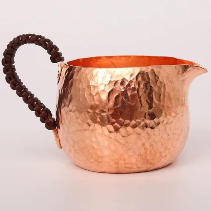 Винтажная кофейная кружка, красная, из чистой меди, с плетёной ручкой, утолщённая, 350 мл, для завтрака, ручной работы, стакан для чая, посуда для напитков, посуда