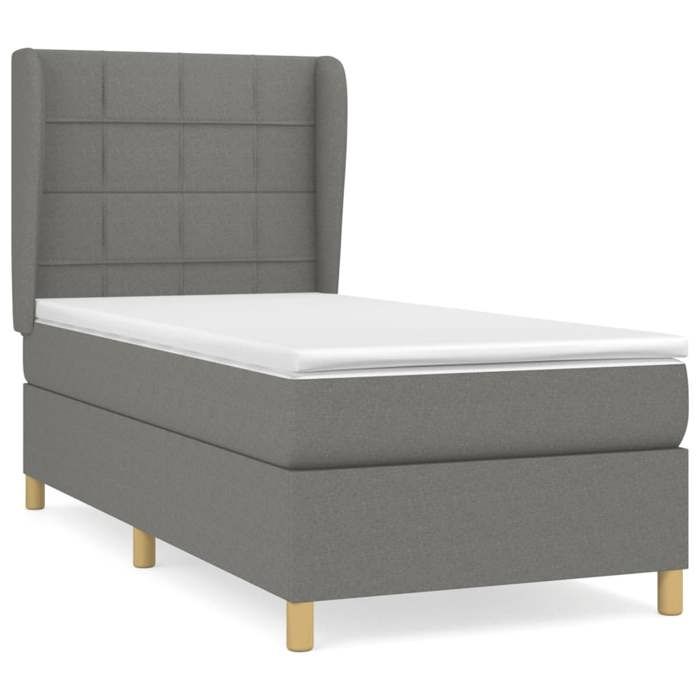 3128478 vidaXL Divan Bed with Mattress Dark Grey 80x200 Cm Fabric