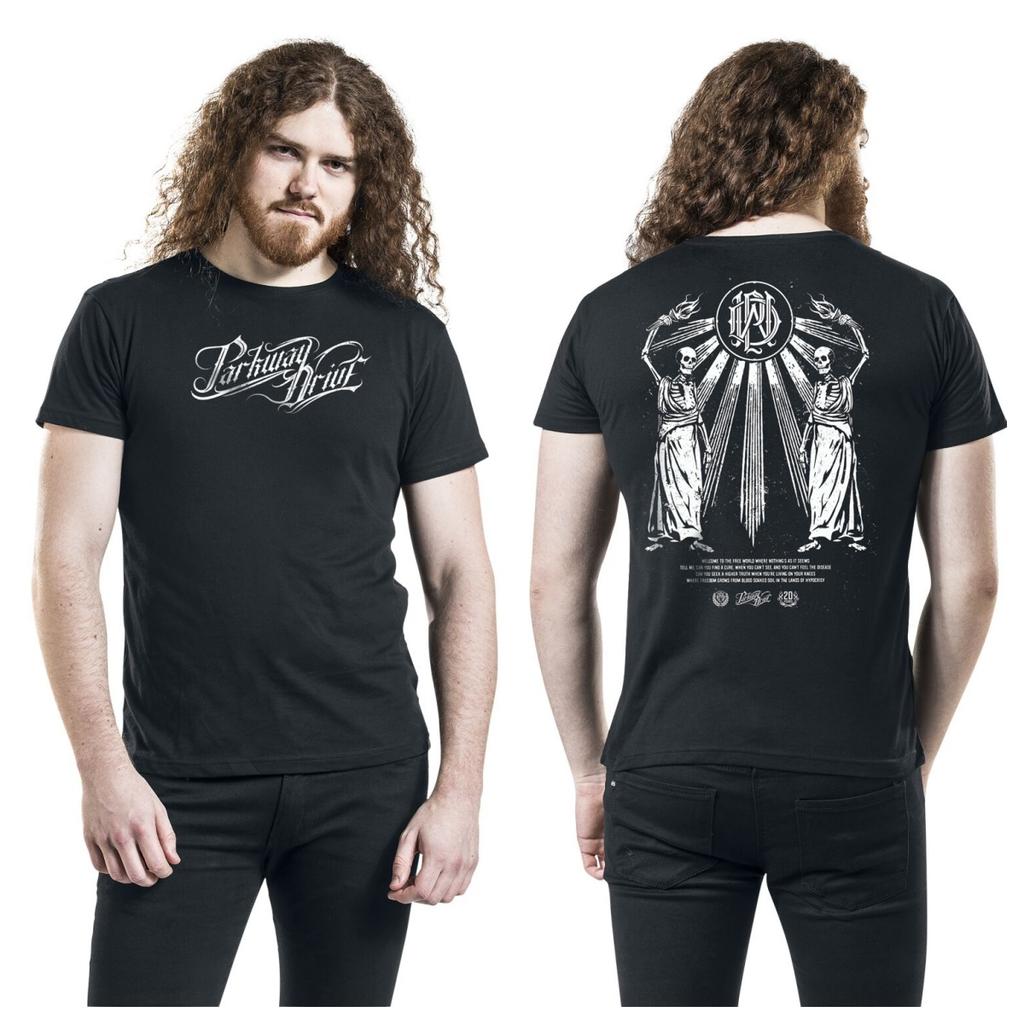 New 20 Years Logo Parkway Drive T-Shirt Men Women Vintage Metal Rock Band Graphic Tee 100% Cotton Summer Streetwear Top