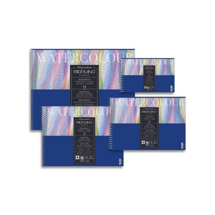 Papier Aquarelle - Fabriano - 24x32 cm - 300 g/m² - 12 feuilles - Grain fin