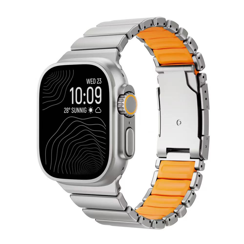 Титановый силиконовый магнитный ремешок для Apple Watch Ultra 3/2 49 мм Серии 11 10 46 мм Металлический ремешок для Iwatch 9 8 7 45 мм 6 SE 5 44 мм
