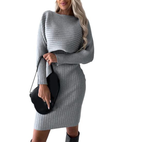 2 шт./компл. костюм в полоску без рукавов V-образный вязаный однотонный женский топ с воротником-футляром с длинным рукавом свободный верх эластичный мягкий теплый