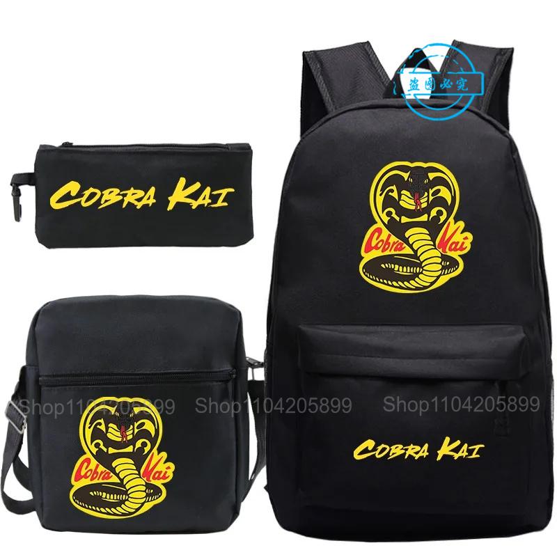 3 шт. Рюкзаки Cobra Kai Аниме Мочила Девочки Мальчики Подарок Студент Подросток Школьные Сумки Унисекс Дорожная Сумка Сумка Через Плечо Пенал