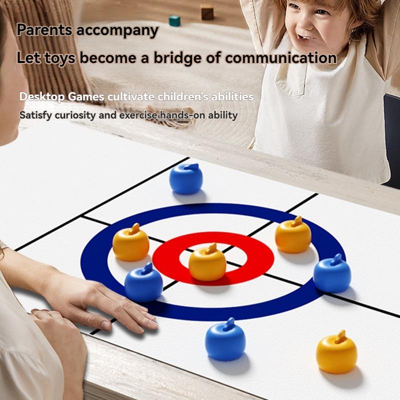 Family Fun Board Games Tabletop Curling Game With 8-16 Rollers & Shuffleboard Pucks Toys For Kids & Adults Family Party