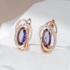 1 Pair Marquise Cut Purple Zircon Earrings for Women Vintage Gold Color Geometric Dangle Earrings Unique Wedding Jewelry Party Accessories