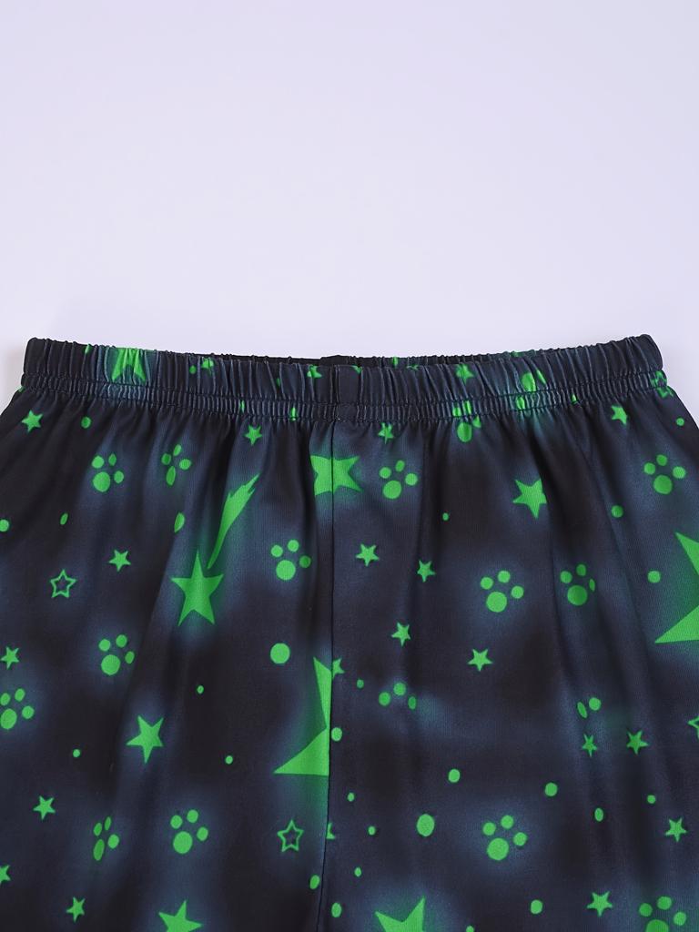 Комплект из двух светящихся в темноте пижам с динозавром для мальчиков: удобная футболка и шорты с круглым вырезом, уютный наряд для сна или игр