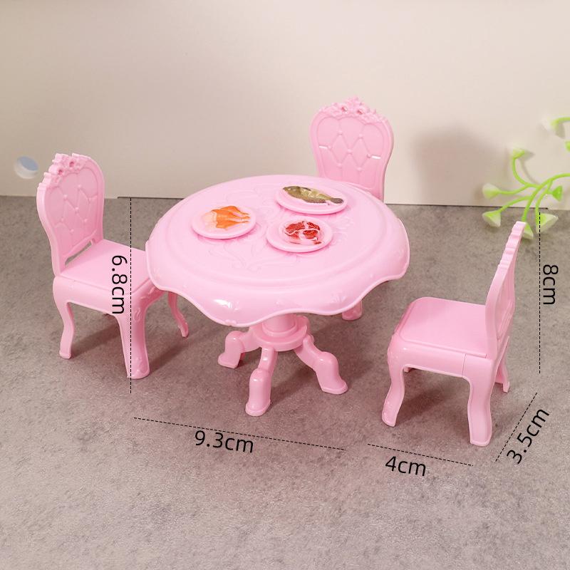 1Комплект 1:12 миниатюрных обеденных столов для кукольного домика, стулья, круглый стол, мебель для гостиной, декор для игрушечного кукольного домика, аксессуары