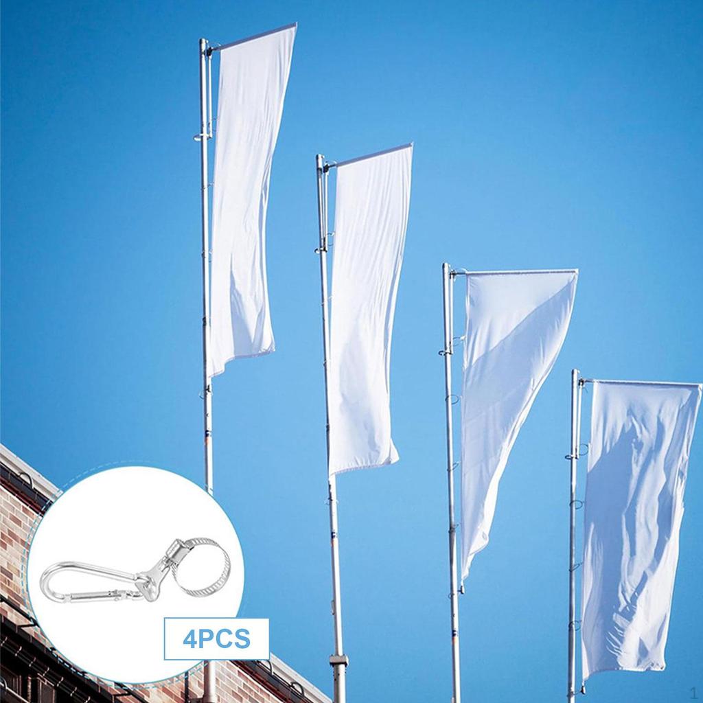 4 Pieces Flag Pole Clips Rings Flagpole Clamp, Grommet for Gardens