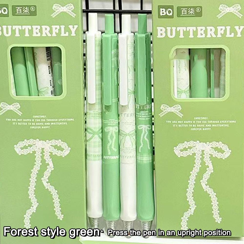 4PCS/Set Cute Bow Gel Pen Soft Grip Ballpoint Pen New Black Pen Writing Tool