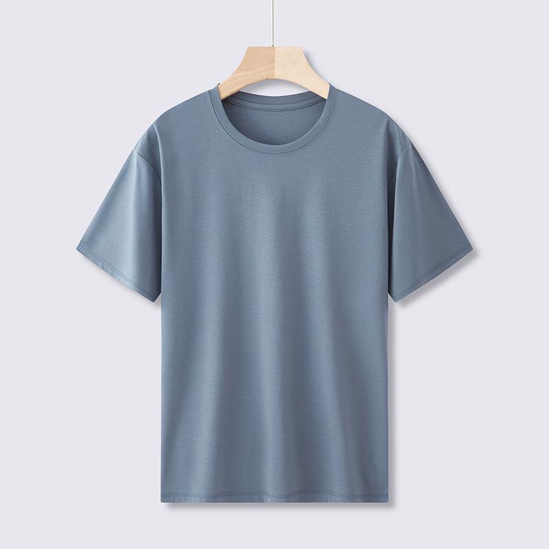 Мужская облегающая белая футболка Supima Cotton с короткими рукавами, круглым вырезом, легкая летняя модель